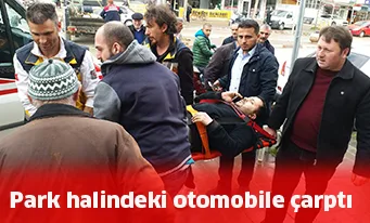 Park halindeki otomobile çarptı