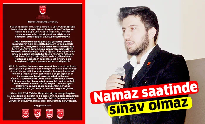 Namaz saatinde sınav olmaz