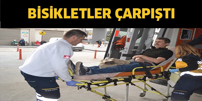 İlginç kaza bisikletler çarpıştı
