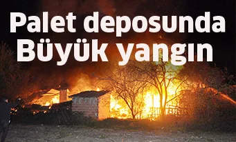 Palet deposunda büyük yangın
