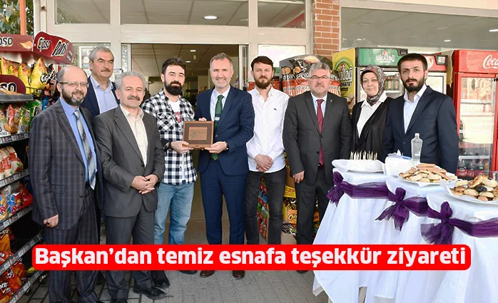 Başkan’dan temiz esnafa teşekkür ziyareti