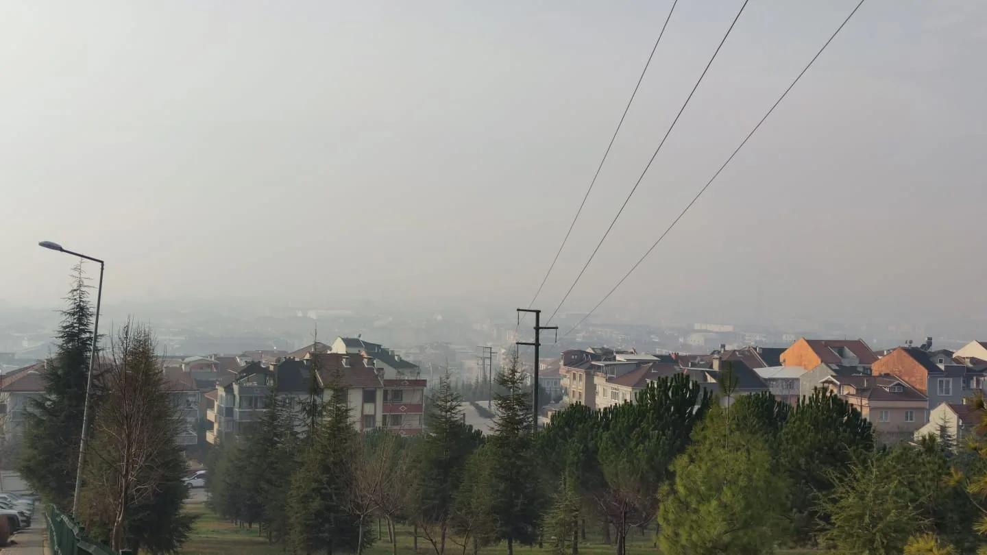 İnegöl'de hava kirliliği böyle görüntülendi