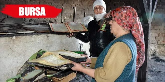 Küle dönen evden sadece Kuran-ı Kerim sağlam çıktı