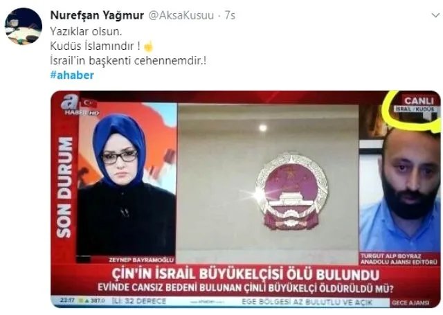 A Haber'de İsrail'in başkentinin Kudüs olarak gösterilmesi büyük tepki çekti