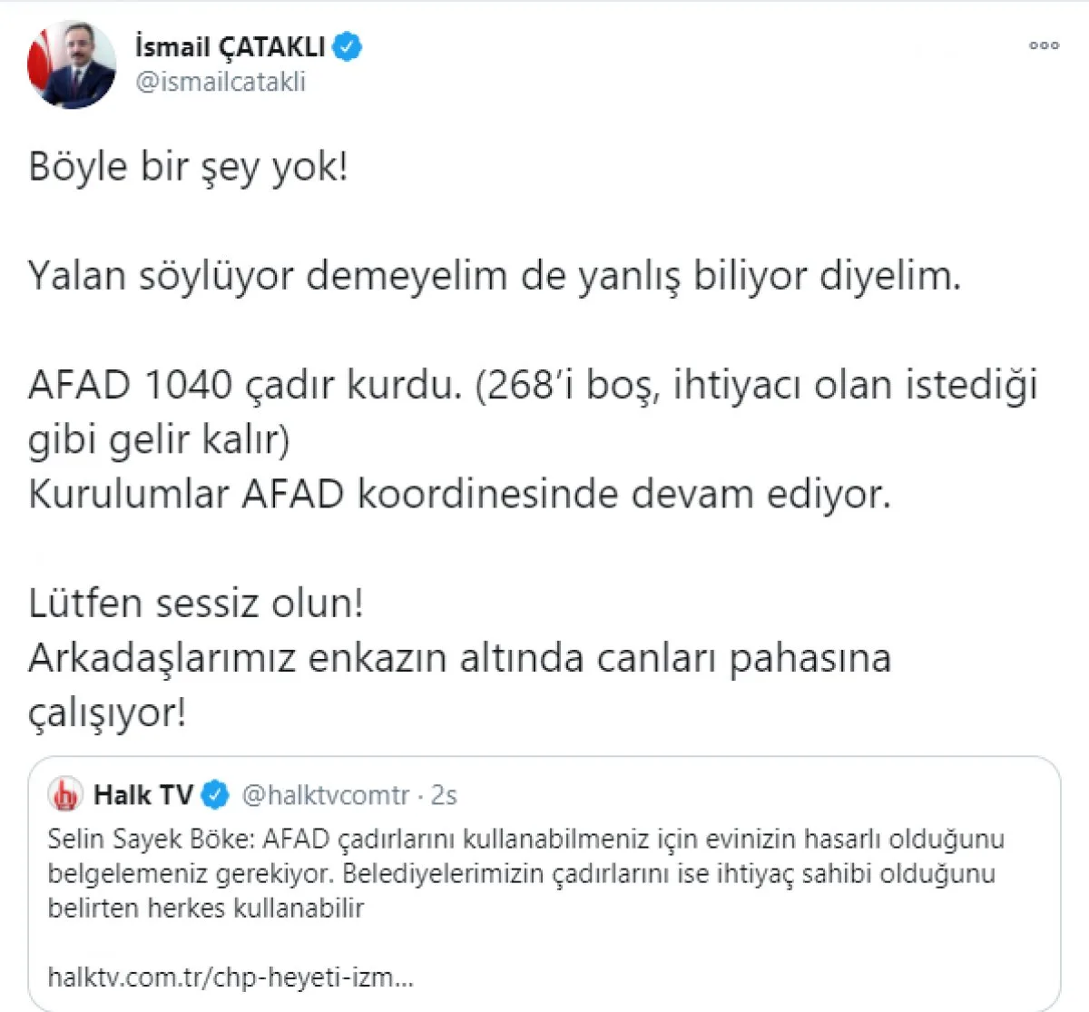 CHP li Böke nin AFAD çadırlarıyla ilgili iddiasına İçişleri ve AFAD dan cevap  #1