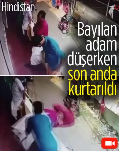 Hindistan'da balkondan düşmekten son anda kurtarıldı