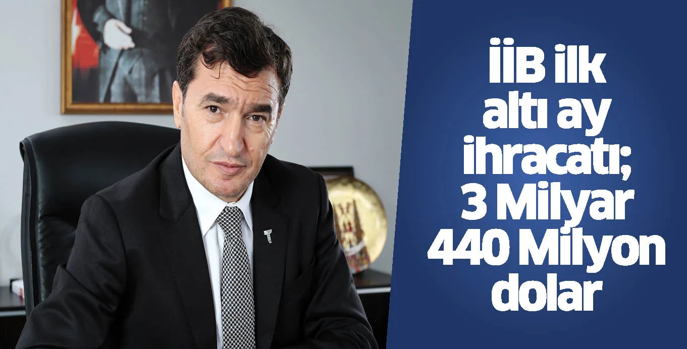 İİB ilk altı ay ihracatı; 3 Milyar 440 Milyon dolar