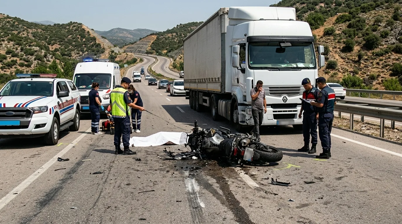 Tıra Çarpan Motosiklet Sürücüsü Hayatını Kaybetti