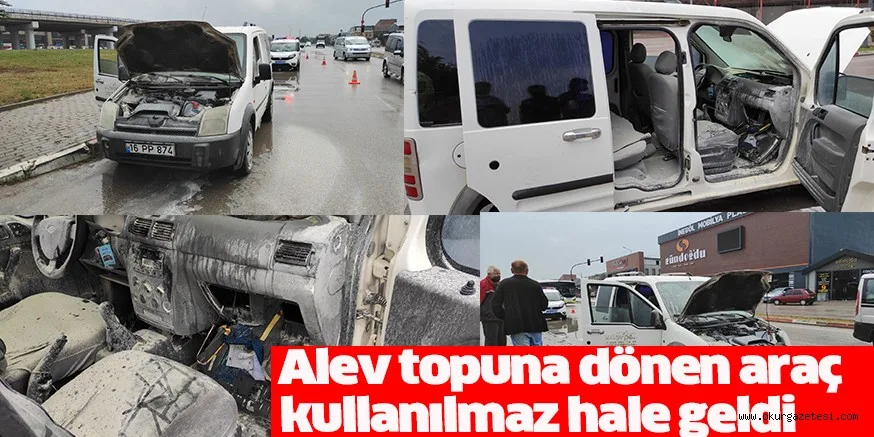 Alev topuna dönen araç kullanılmaz hale geldi