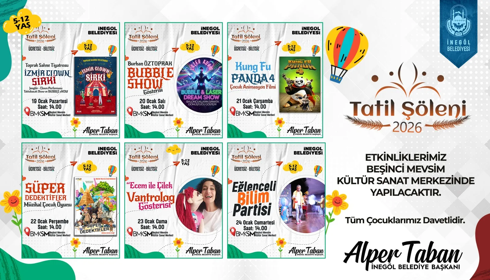 İnegöl’de ara tatil çocuklar için şölene dönüşüyor