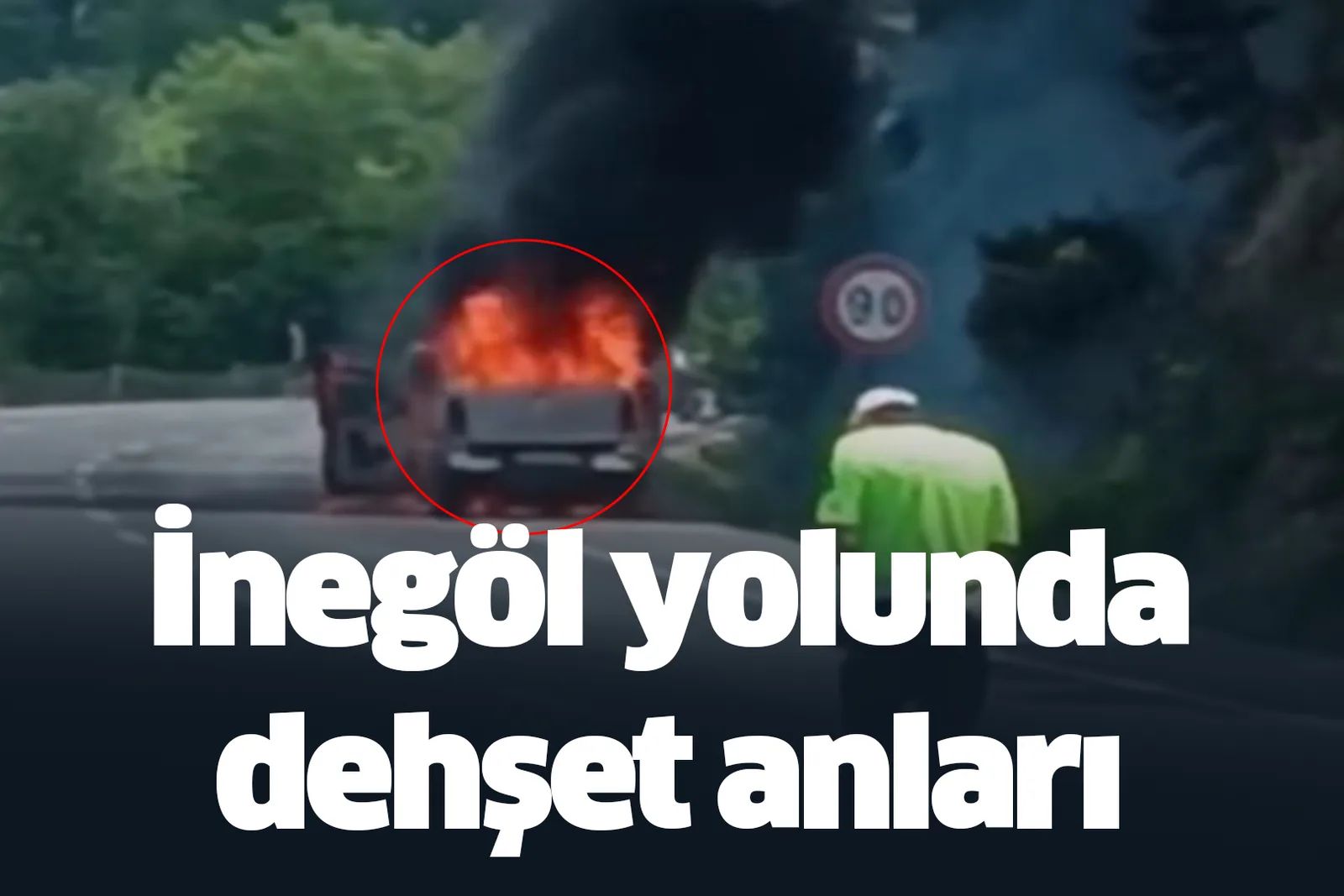 İnegöl yolunda araç alevlere teslim oldu