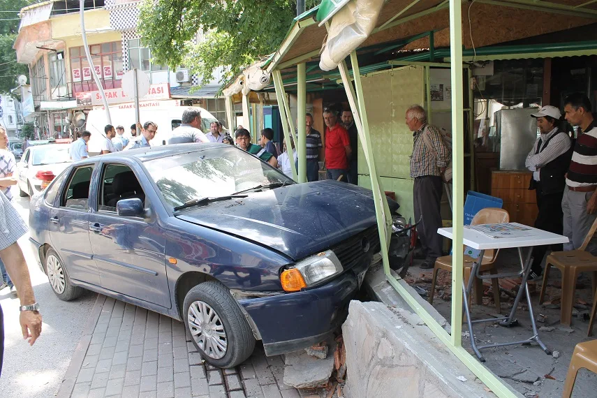 Otomobil çay bahçesine daldı