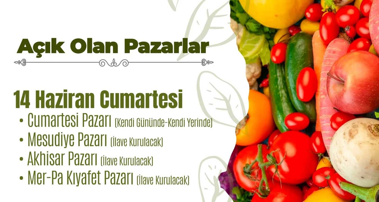 Arefe Günü Oto Pazarı Kurulmayacak, Mer-Pa’da Kıyafet Pazarı Olacak