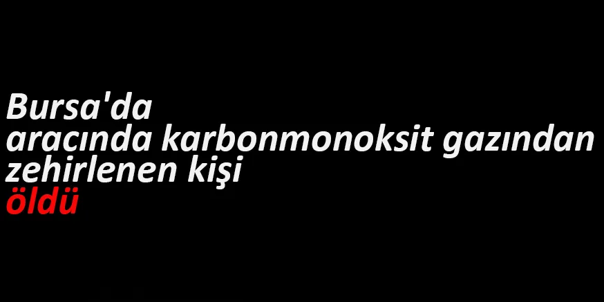 Bursa'da aracında karbonmonoksit gazından zehirlenen kişi öldü