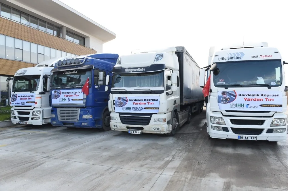 Bursadan Suriyeye Yardım Tırları Gönderildi
