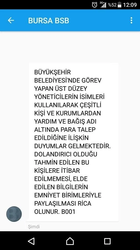 Büyükşehirden Dolandırıcılık Uyarısı