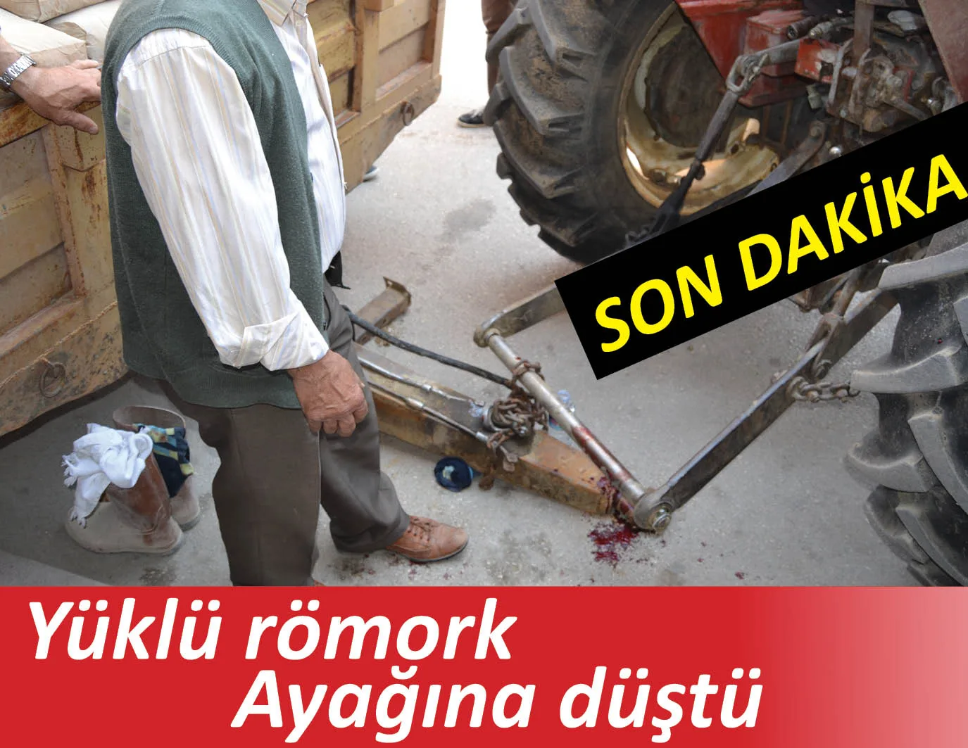 Yüklü römork ayağına düştü