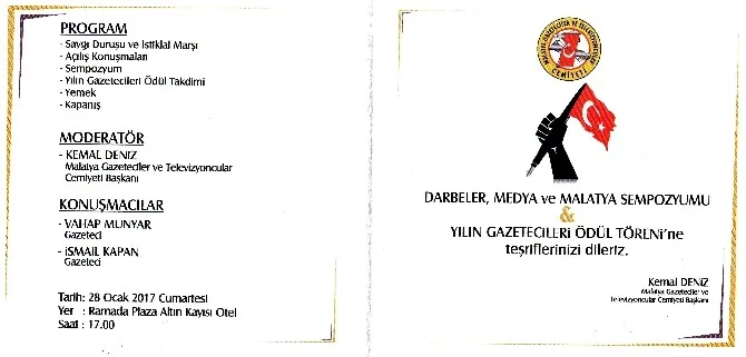 ‘Darbeler Medya Ve Malatya Sempozyumu İle ‘Yılın Gazetecileri Ödül Töreni Düzenlenecek