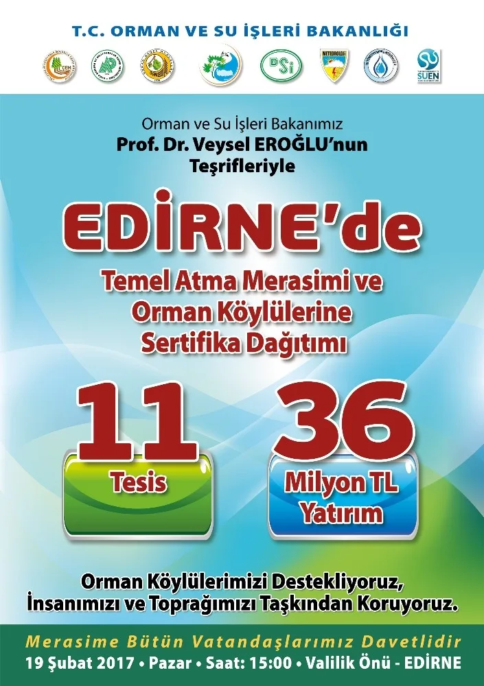 Edirneye 11 Tesis, 24 Milyon Tllik Yatırım Kazandırılıyor