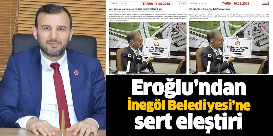 Eroğlu’ndan İnegöl Belediyesi’ne sert eleştiri