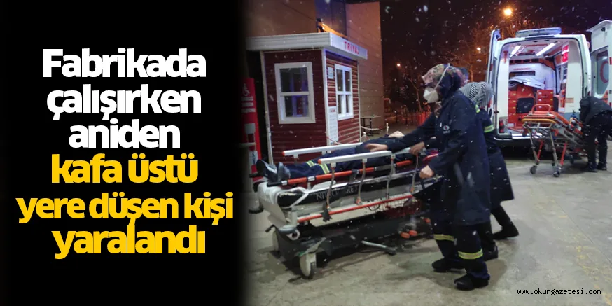 Fabrikada çalışırken aniden kafa üstü yere düşen kişi yaralandı