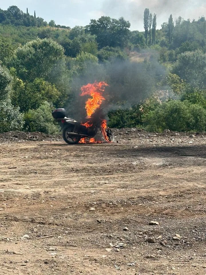 İnegöl'de motosiklet alev aldı