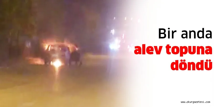 İnegöl Alanyurt yolu üzerinde araç küle döndü