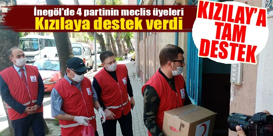 İnegöl'de 4 partinin meclis üyeleri Kızılaya destek verdi