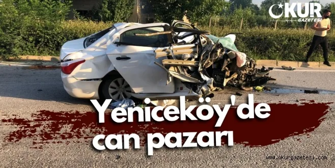 İnegöl'de beton direğe çarpan araçta bulunan 3 kişi öldü, 2 kişi ağır yaralandı