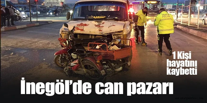 İnegöl'de engelli aracı ile kamyonetin çarpıştığı kazada 1 kişi öldü, 1 kişi yaralandı