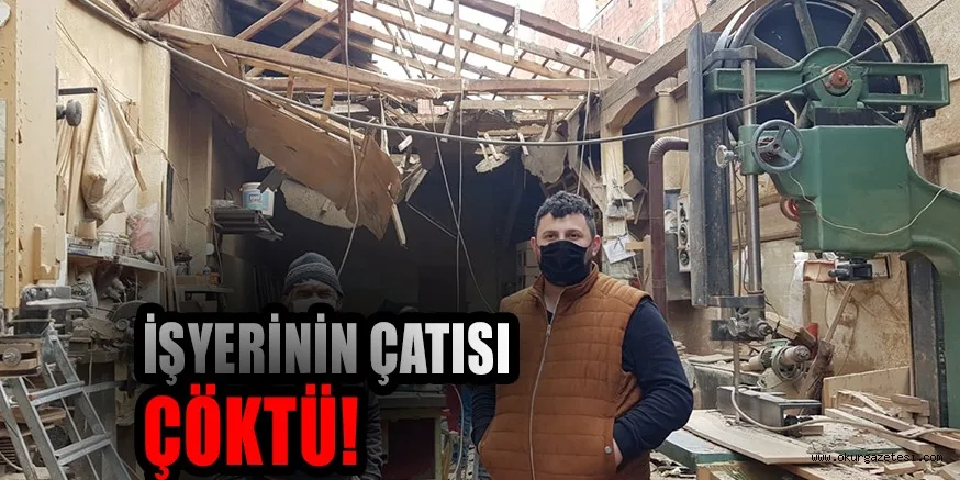 İnegöl’de lodos nedeni ile bir işyerinin çatısı çöktü