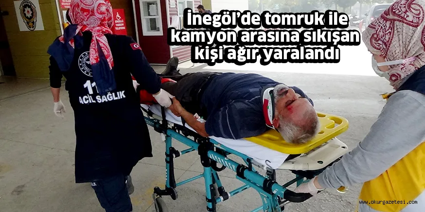 İnegöl’de tomruk ile kamyon arasına sıkışan kişi ağır yaralandı