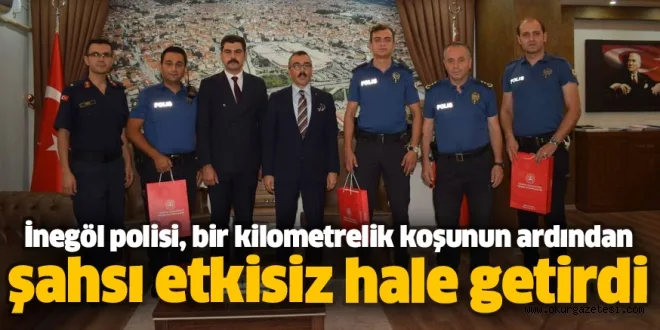 İnegöl polisi, bir kilometrelik koşunun ardından şahsı etkisiz hale getirdi