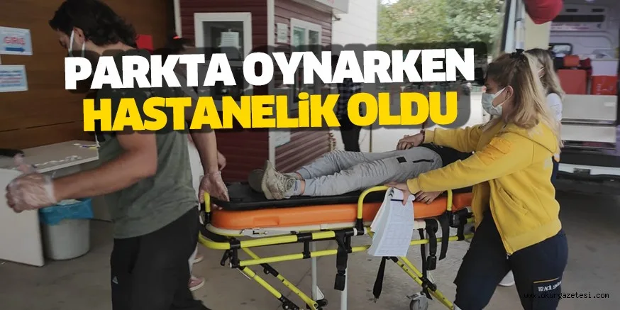Kaydıraktan düşen çocuk hastaneye kaldırıldı