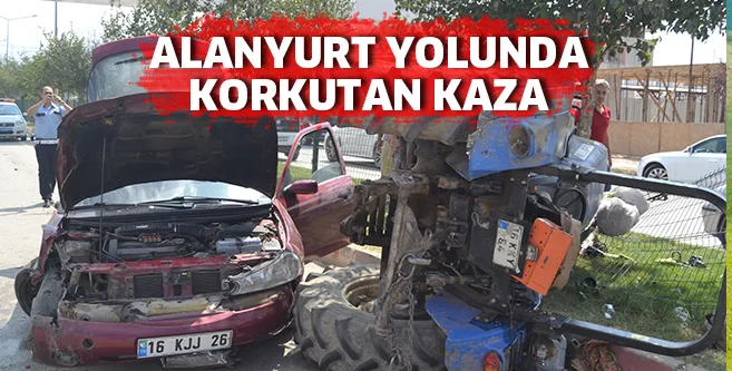 Alanyurt yolunda korkutan kaza