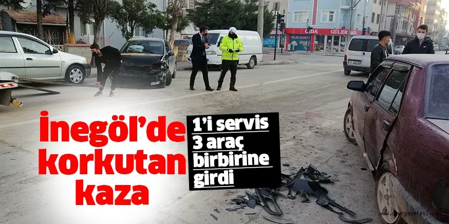 Korkutan kazada 3 araç birbirine girdi