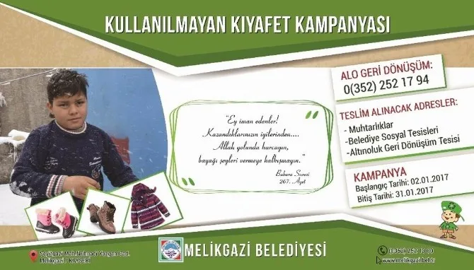 Melikgazide Kullanılmayan Kıyafet Toplama Kampanyası