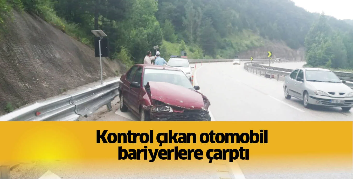 Kontrol çıkan otomobil bariyerlere çarptı