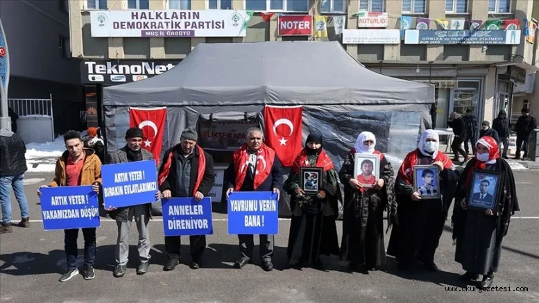 Muş'ta çocukları PKK'lı teröristlerce kaçırılan aileler HDP önündeki eylemini sürdürdü
