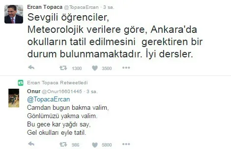 Öğrenciler, Ankara Valisi Topacayı Kar Tatili Mesajına Boğdu