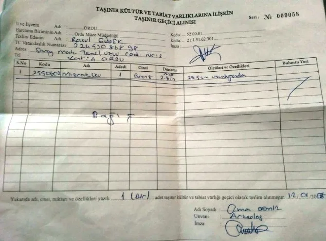 Orduda 4 Bin Yıllık Mızrak Ucu Bulundu
