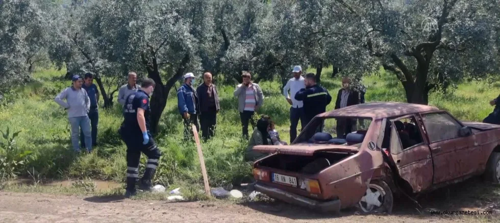 Otomobil zeytinliğe daldı, 2’si çocuk 4 kişi yaralandı