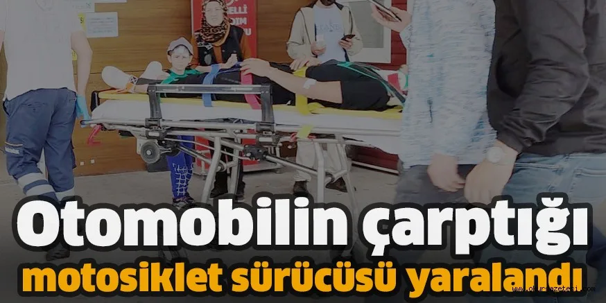 Otomobilin çarptığı motosiklet sürücüsü yaralandı