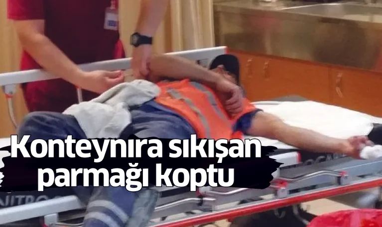Konteynıra sıkışan parmağı koptu