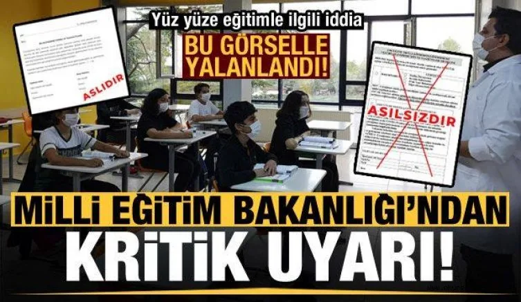 Son dakika: Milli Eğitim Bakanlığı yüz yüze eğitimle ilgili bu görseli paylaşarak uyardı!