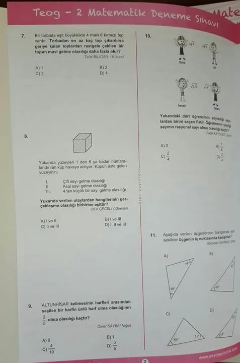 Teog Deneme Sınavında Altunhisar Sorusu Çıktı