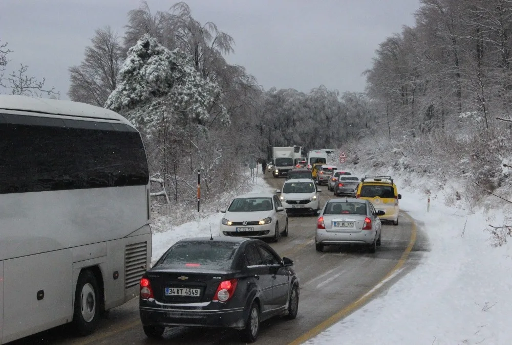Uludağda Kar Yüzünden Yol Kapandı Kilometrelerce Kuyruk Oluştu