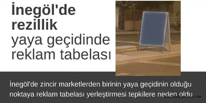 Yaya geçidinde reklam tabelası tepki çekti