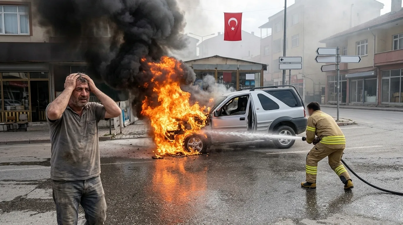Yıllarca Biriktirdiği Parayla Aldığı Araç Gözünün Önünde Yandı