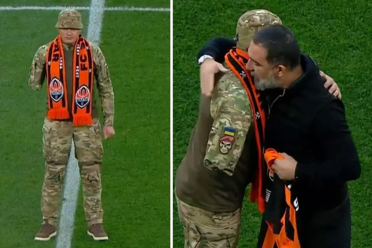 Shakhtar Donetsk-Zorya Maçı Öncesi Savaşta Yaralanan Asker Onurlandırıldı